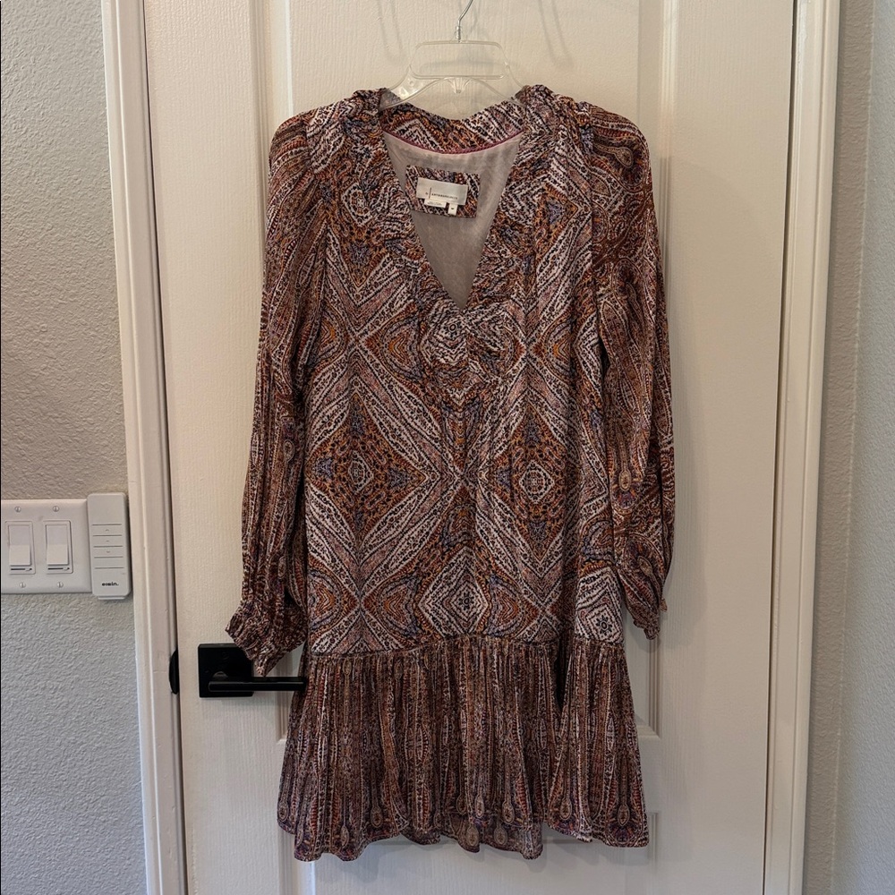 Anthropologie Multicolor Patterned V-Neck Dress